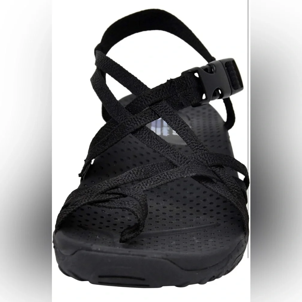 Skechers Women's Toe Ring Sandal, Black 8.5
